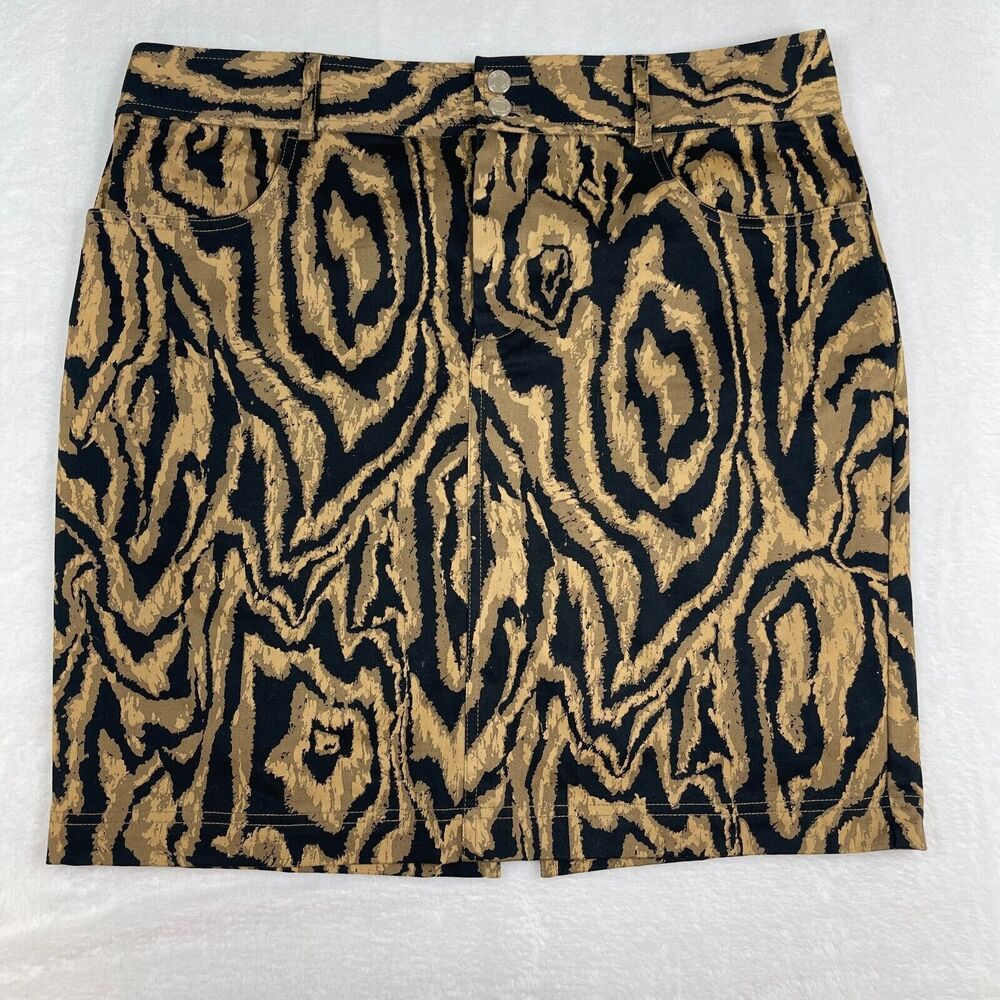 Chaps Skirt Womens Size 12 Animal‎ Print Knee Length Unlined Slit Pockets Boho